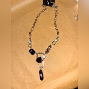 Paparazzi Silver and Brown Geometric Necklace